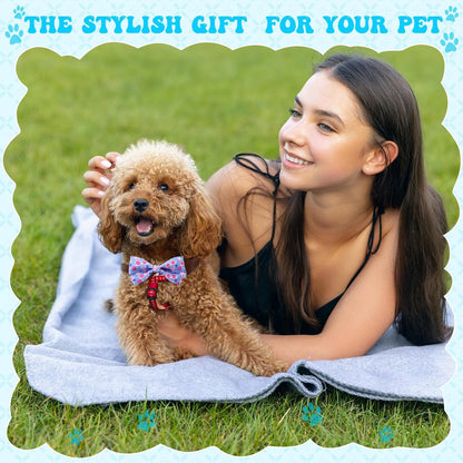 Reginary 50 Pieces Dog Bow Ties Pet Collar Bow Puppy Collar Attachment with Rubber Bands for Small Medium Cat Pet Grooming Charms Accessories Wedding Birthday Occasion(Sea Style)