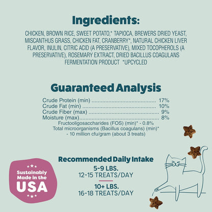 Shameless Pets Crunchy Cat Treats - Kitty Treats for Cats with Digestive Support, Natural Kitten Treats with Real Chicken, Healthy Flavored Feline Snacks - Cran You Say Chicken, 1-Pk