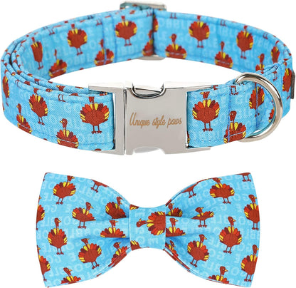 Unique style paws Christmas Dog Collar with Bow Tie Red Elk Cotton Collar Adjustable Puppy Collar for Small Medium Large Dogs-L