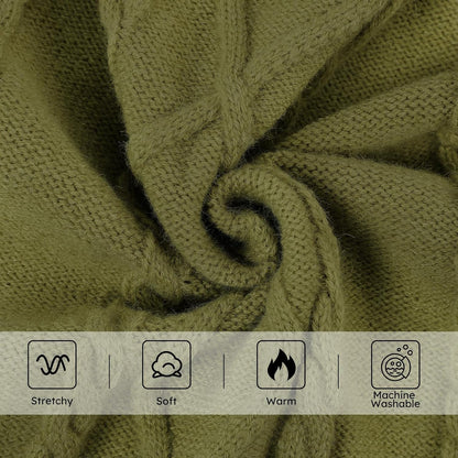 Queenmore Small Dog Pullover Sweater, Cold Weather Cable Knitwear, Classic Turtleneck Thick Warm Clothes for Chihuahua, Bulldog, Dachshund, Pugl,OliveGreen,XL