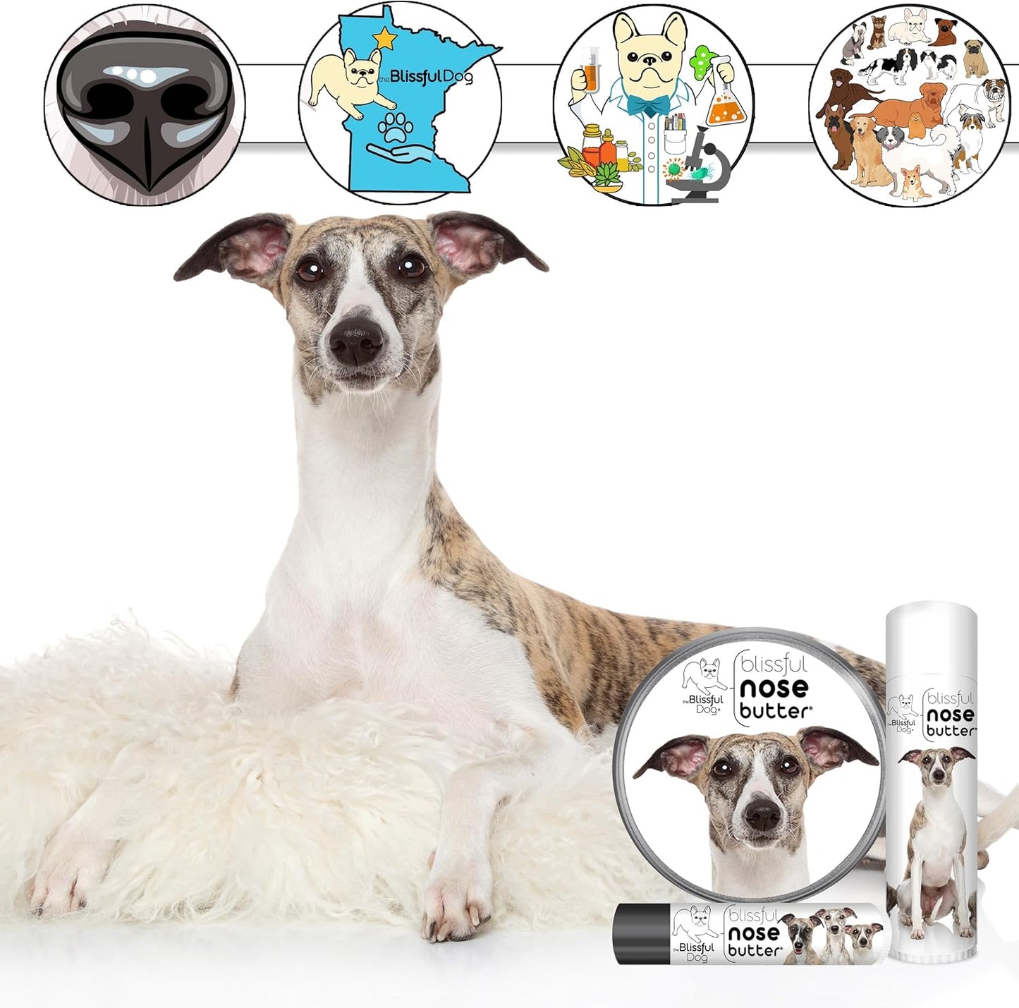 The Blissful Dog Whippet Unscented Nose Butter - Dog Nose Butter, 1 Ounce