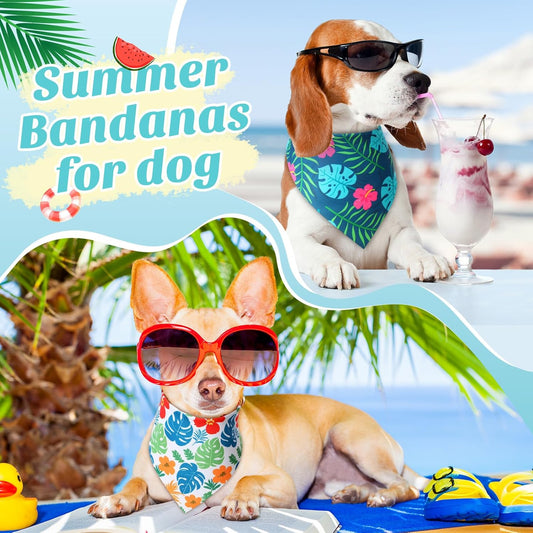 Shyyween100 Pieces Hawaii Dog Bandanas Bulk Summer Bandanas for Dogs Soft Bibs Adjustable Triangle Scarf for Small Medium Large Pets Summer Costume