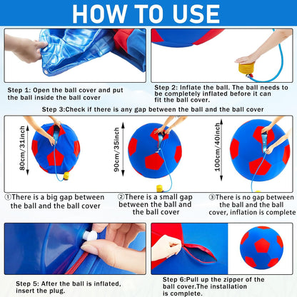 40inch Giant Herding Ball with Ball Cover Anti Burst Please Watch VCR for How to Inflation Horse Toys for Horses Stall Entertainment Play, Pump Included(Blue,Stylish)