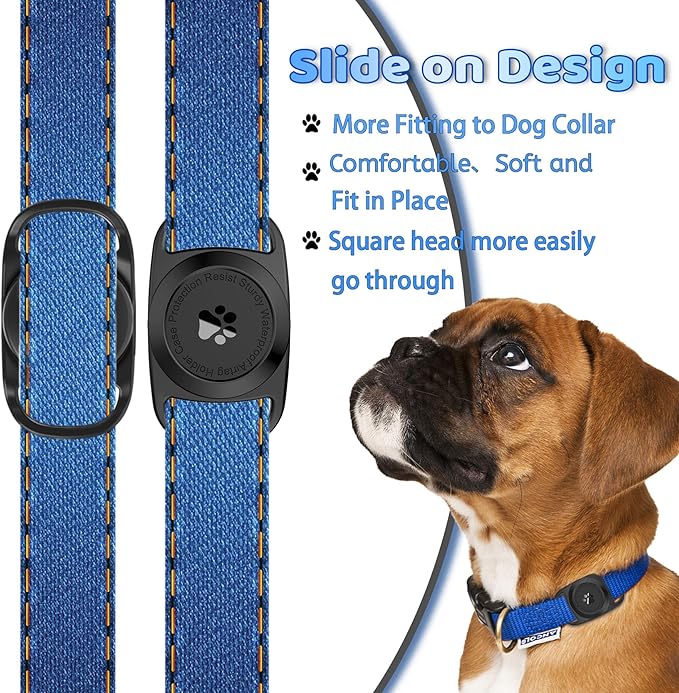 Airtag Dog Collar Holder, [1 Pack] Waterproof Protective Case for Apple AirTag, Durable & Lightweight with Full-Body Protection, Soft Silicone, Black