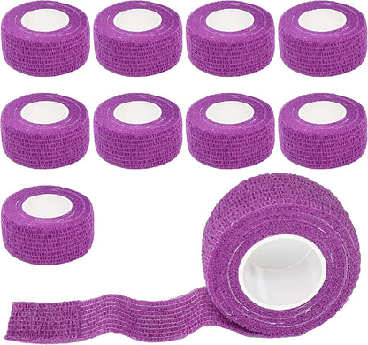 9 Pack 1" x 5 Yards Self Adhesive Bandage Wrap Self Stick Wrap for Ankle, Wrist, Finger, Sports, Breathable Cohesive Vet Tape for Pets (Purple)