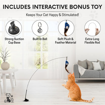 Snuggle & Play Cat Wall Shelves with Suction Cup Wand – 3 Mounted Steps, Climbing Wall Shelves and Furniture with Cat Wand