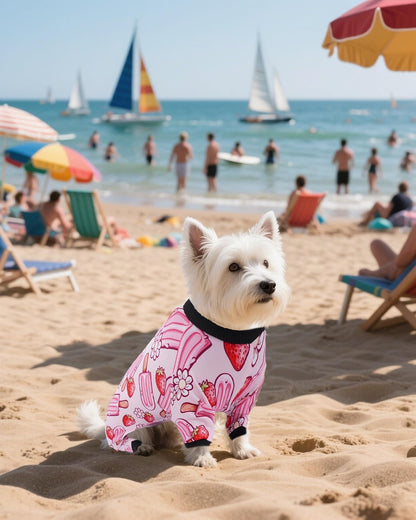 PET SHOW 4 Pack Small Dog Pajamas Girl Doggies Soft Stretchy PJs Floral Paw Jumpsuit Puppy Cats Kitten Doughnut Ice Cream Onesies Outfits with Sleeve Pets Breathable Summer Clothes Costume XS