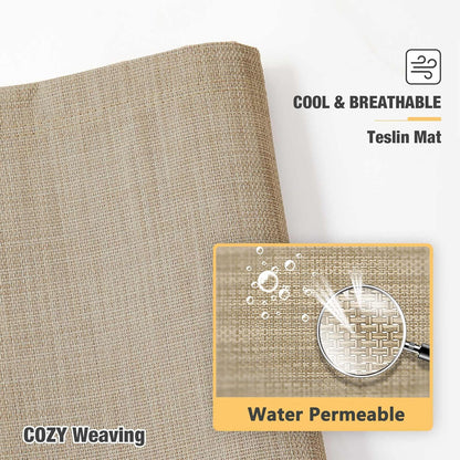 Veehoo Chew Proof Elevated Dog Bed - Cooling Raised Pet Cot - Silver Aluminum Frame and Durable Textilene Mesh Fabric, Unique Designed No-Slip Feet for Indoor or Outdoor Use, Beige Coffee, Medium