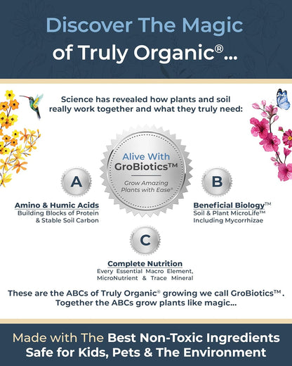 Organic Plant Magic - Truly Organic™ Fast-Acting Soluble Plant Food: All-Purpose Fertilizer Concentrate for All Flower Vegetable Herb Fruit Tree Shrub Container Garden & House Plants [20 lb Bucket]