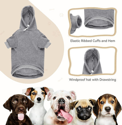 Dog Hoodie Dog Sweaters for Large Dogs Dog Sweater Solid Soft Brushed Fleece Dog Clothes Dog Hoodie Sweatshirt with Pocket(Grey-XXL)