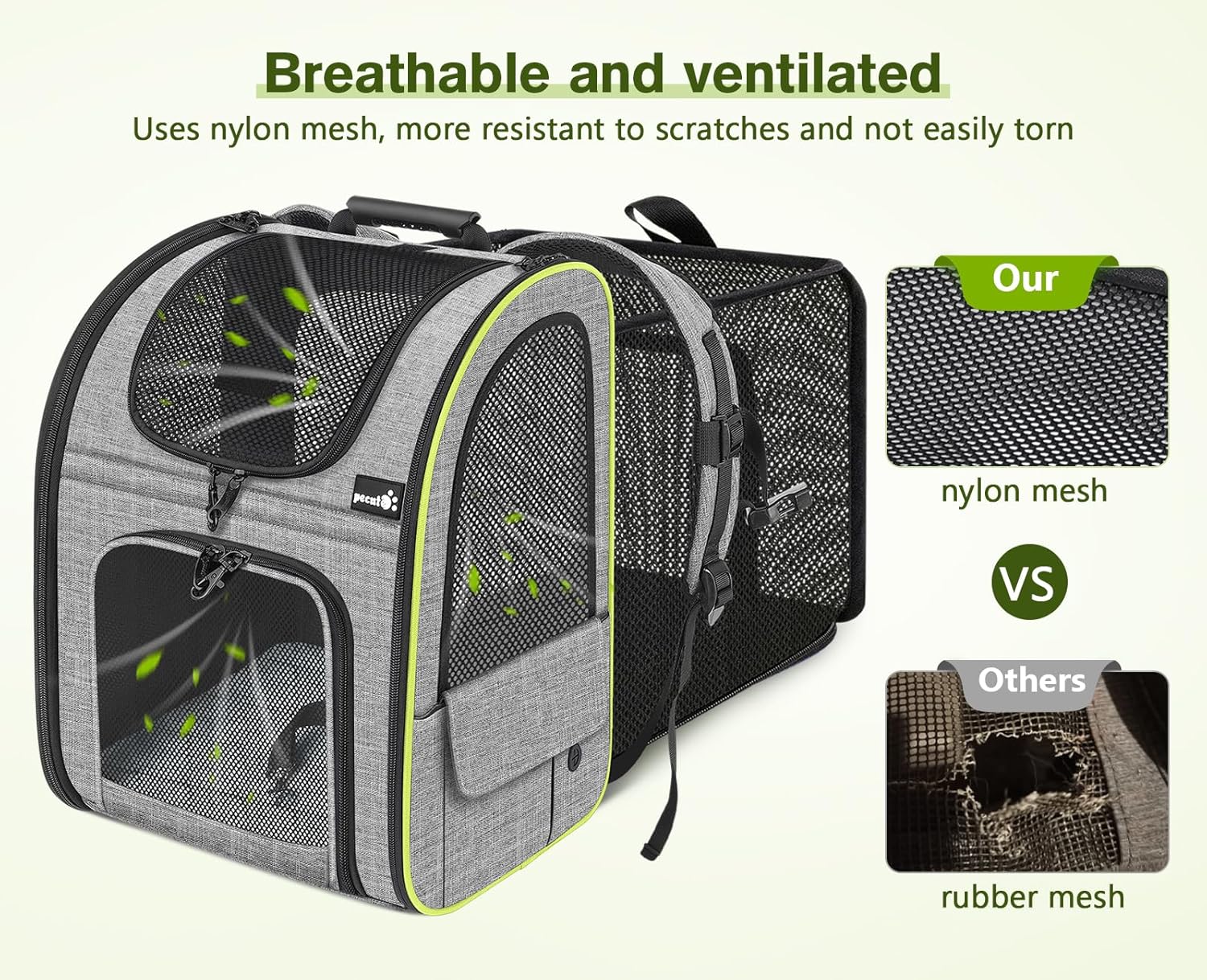 Pecute Cat Carrier Backpacks, Expandable Cat Backpack with Shade Cover, Breathable Mesh, Pet Carrier Backpack for Cats Small Dogs Puppies, Dog Carrier Backpack Great for Travel Hiking Camping Outdoor - Pawvie