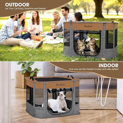 Portable and Foldable Cat Playpen Dog Playpen Small Animal Playepn with Waterproof Bottom, Foldable Pet Cage for Rabbit Puppy Hamster, Indoor/Outdoor Use