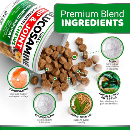 YUMA'S (2 Pack) Glucosamine for Dogs - Hip and Joint Supplement for Dogs - Glucosamine Chondroitin Chews - Joint Pain Relief Supplement with MSM - Advanced Health - Mobility Support - Made in USA