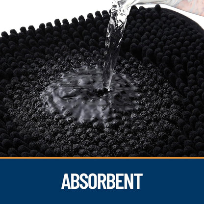 OLANLY Dog Door Mat for Muddy Paws 59x24, Absorbs Moisture and Dirt, Absorbent Non-Slip Washable Doormat, Quick Dry Chenille Mud Mat for Dogs, Entry Indoor Entryway Carpet for Inside Floor, Black