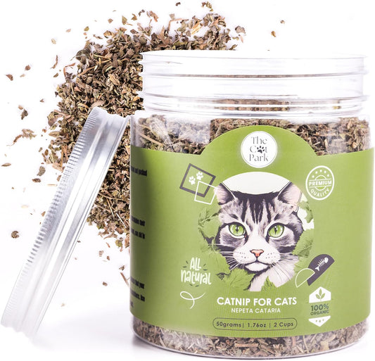 Organic Catnip for Cats & Kittens – 1.76 oz Premium Natural Catnip, High Potency Blend for Playtime, Training, and Stress Relief, 2 Cups of Dried Cat Nip Leaves