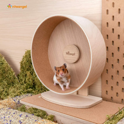 Niteangel Wooden Hamster Exercise Wheel: - Silent Hamster Running Wheel for Hamsters Gerbil Mice and Other Similar-Sized Small Pets (L)