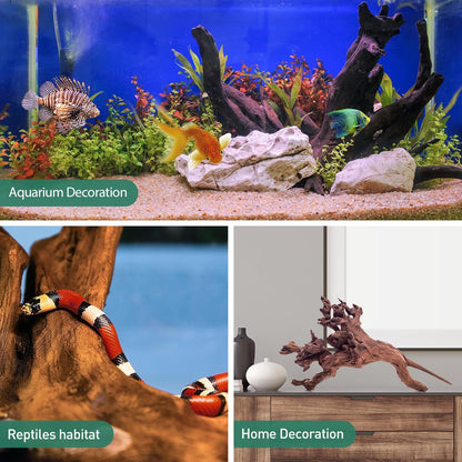 WDEFUN Natural Driftwood for Aquarium Decor, 1-Piece 13''-17'' Large Driftwood for Decorations on Fish Tank, Reptiles Bearded Dragon Accessories or Air Plants