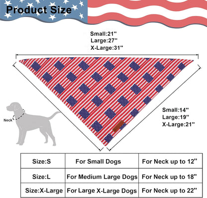 ADOGGYGO American Flag Dog Bandanas, Red Blue Patriotic Eagles USA Flag Scarf, Multi Size, 4th of July Bandana for Small Dogs Pets (Small)