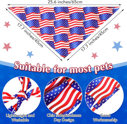 Abbylike 200 Pcs Patriotic Dog Bandanas Bulk Labor Day Bandanas for Dogs Triangle Kerchief Scarf Set for Puppy Small Medium Large Workers' Veterans Day Costume Accessories (25.6 x 17.7 x 17.7 Inch)