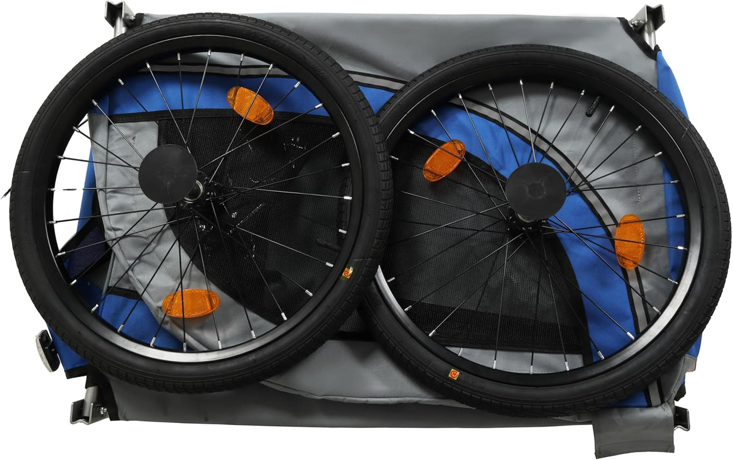 Blue-Grey Large Folding Bike Trailer for Dogs – Heavy-Duty Steel Frame, 66LB Capacity Pet Carrier for All-Terrain Cycling, Jogging & Camping Adventures! - Pawvie