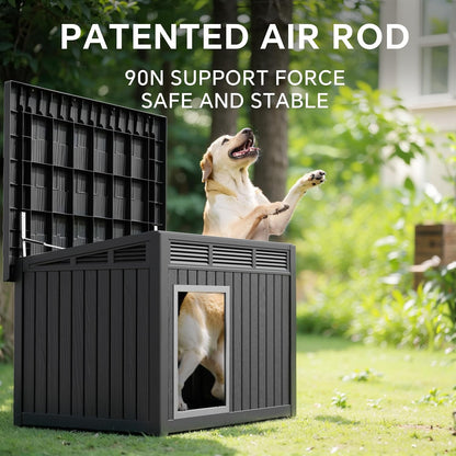 DRATO Dog House for Both Indoor and Outdoor with Weatherproof Roof Removable Floors for Medium to Large Dogs Interior Space (Black, Medium(32.2 * 25.12 * 24.13''))