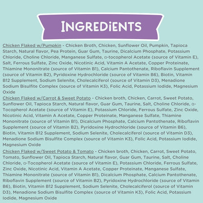 LOVE, NALA - FLAKED Chicken Variety Pack - 24 Pack - Natural Adult Cat Wet Food - Grain Free, Non-GMO, Lean Protein, Omega 3, Digestive Fiber, Added Minerals & Vitamins