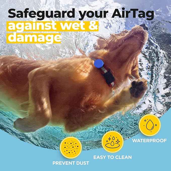 3-Pack Waterproof Airtag Holder Dog Collar - Soft Silicone, Durable, Lightweight, Tear Resistance Holder - Fits Most Collars