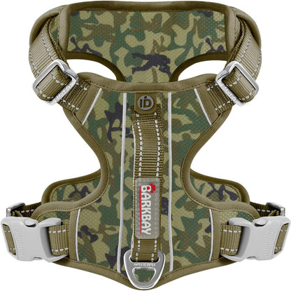 BARKBAY Dog Harness No Pull with ID Tag Pocket - Heavy Duty, Reflective, Easy Control for Large Dogs(Camo,L)