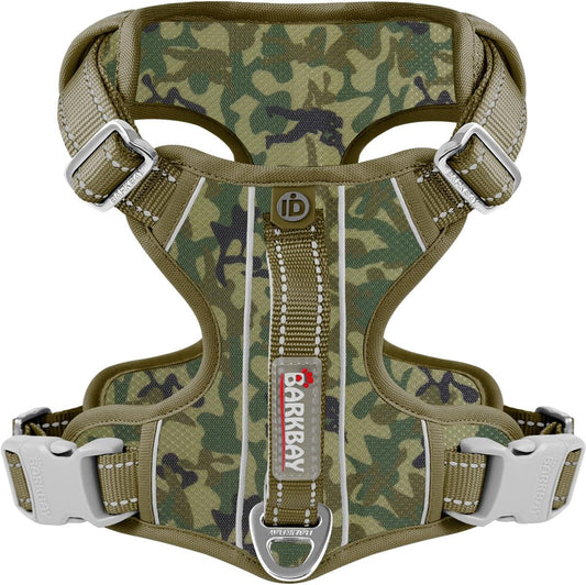 BARKBAY Dog Harness No Pull with ID Tag Pocket - Heavy Duty, Reflective, Easy Control for Large Dogs(Camo,L)