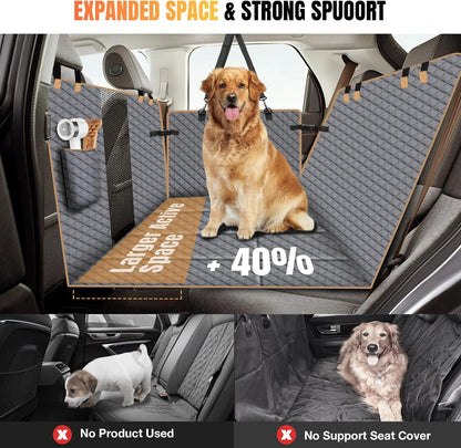 Dog Car Seat Cover for Back Seat, Dog Car Bed Cover with Strong Hard Bottom, Back Seat Extender Hammock for SUV Truck,4 Panels Gray Color - Pawvie