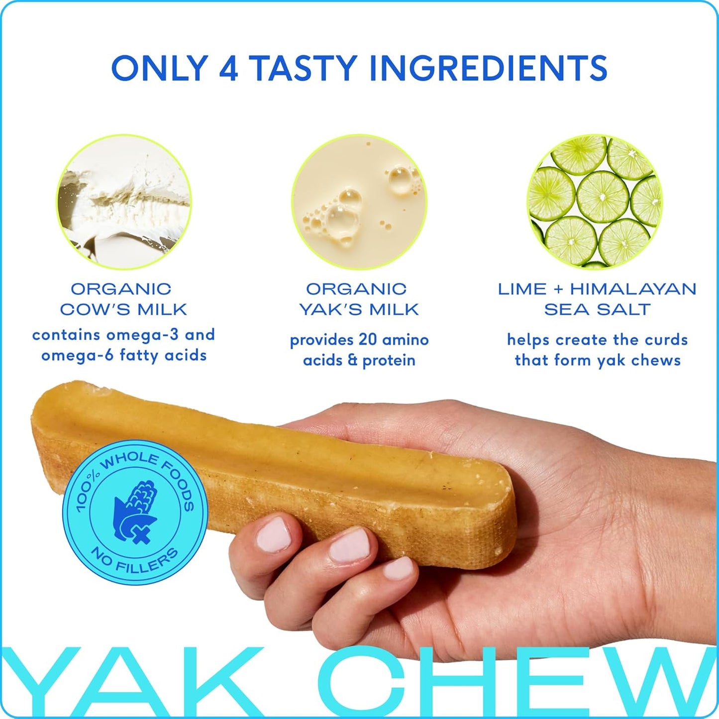 Native Pet Yak Cheese Himalayan Dog Chews - Long Lasting Dental Sticks for Large Breeds – 100% All Natural Himalayan Yak Chews for Large Dogs – Cheese Bone for Aggressive Chewers - 10 Per Pack
