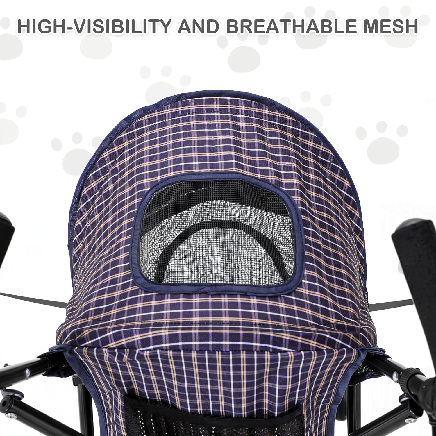 MoNiBloom 4 Wheels Pet Stroller, Easy-Fold Umbrella Shaped Dog Cat Jogger Stroller w/Storage Bag & Visible Mesh for Small/Medium Dogs Cats Plaid - Pawvie