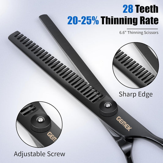 Dog Grooming Scissors Kit with Safety Round Tips, GEMEK Professional 5 in 1 Grooming Scissors for Dogs (Black 5 in 1)