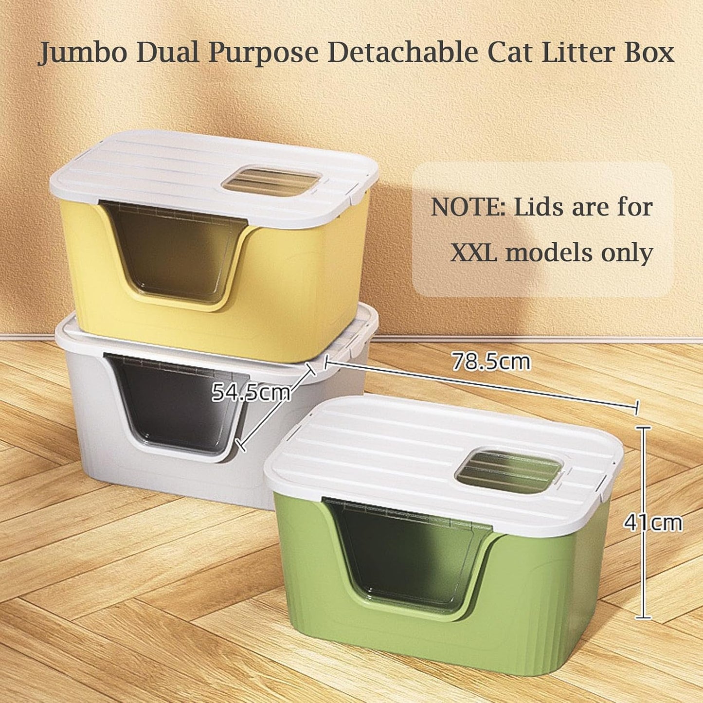 Vealind Cat Litter Box Lid with Clear Door Only Fit for Vealind XXL Cat Litter Pan, Top Entry Litter Box with Lid