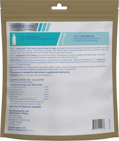 Virbac C.E.T. VEGGIEDENT Flex Tartar Control Chews for Dogs - Large