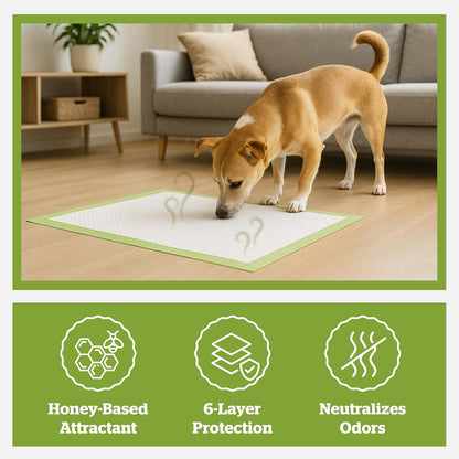 Pogi’s Puppy Pads with Sticky Tabs – Medium, Super Absorbent, Odor Blocking, 20-Count (18x24in)