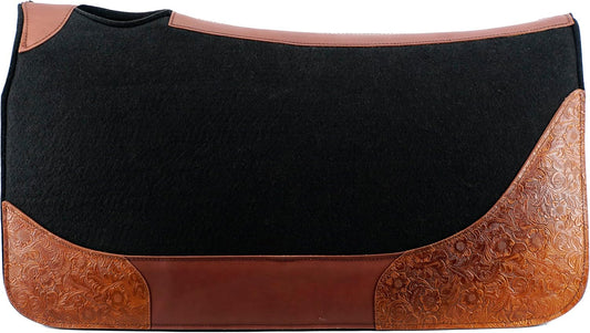 Jeereal 32"x34" Western Horse Saddle Pad,100% Wool Blend Felt 3/4" Thick (Black)