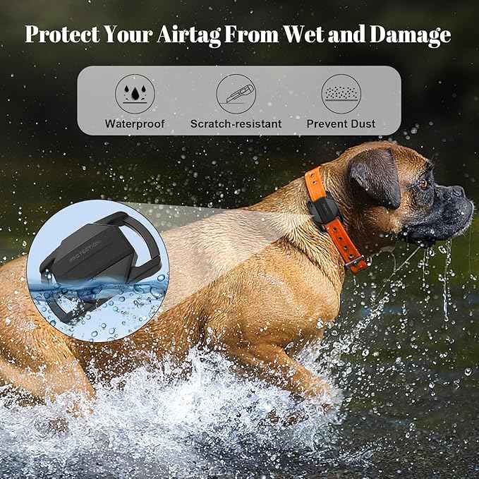 SANKALA Airtag Dog Collar Holder, [2 Pack] Waterproof Airtag Case for Dog Collar, TPU & Silicone Full Body Covered Anti-Lost Apple Air Tag Collar Holder Protective Airtag Case for Pet Collar