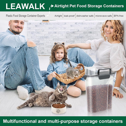 5-7Lbs Cat Dog Storage Container, Portable Pet Food Containers with Upgraded Large Spout and Cup, Small Animal Kibble Dispenser for Bird Seed, Oatmeal, Rice, Flour (2, Dark Gray, 5L)