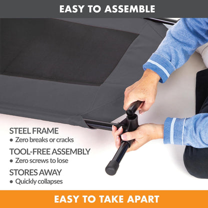 K&H Pet Products Outdoor Elevated Dog Cot, Breathable Cooling Elevated Cot Hammock Pet Bed for XL Dogs, Washable Mesh Cover, Raised Metal Frame, Collapsible, Portable - Extra-Large 50 X 32 Charcoal