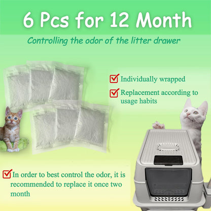 Activated Charcoal Odor Absorber Bags Compatible with OKSOTY Stainless Steel Cat Litter Box, Natural Coconut shell Charcoal Bags, Absorb Odors/Control Damp from Pets/Keep Home Fresh（6PCS）