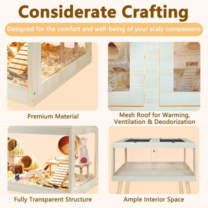 Prolee Hamster Cage Chewproof, Mice and Rat Habitat with Transparent Sides, Hamster Cage with Openable Mesh Top, Solid Built with Lock Design and Leg Stand, 48" inch