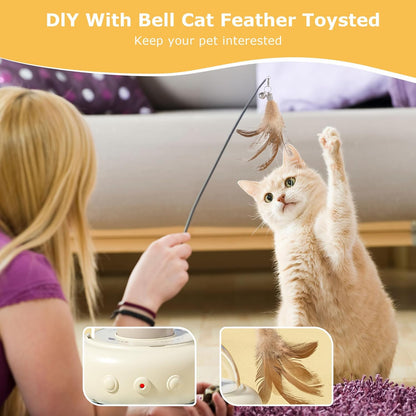 hooroor 2-in-1 UFO Laser Cat Toy – Automatic Motion with Feather, Rechargeable Smart Sensor Interactive Toy for Indoor Cats & Dogs, Fun Exercise & Play, Perfect Pet Gift