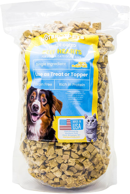 hotspot pets Freeze Dried Beef Heart Treats for Cats & Dogs - 1LB Resealable Big Bag, Made in USA, Single Ingredient All Natural Grain-Free Immune support Treats -Perfect for Training, Topper or Snack
