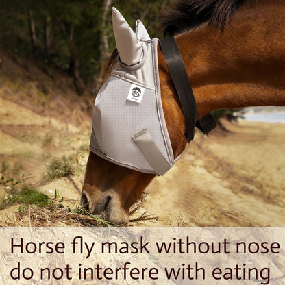 Horse Fly Mask, Adjustable Fly Masks for Horses with Ears, UV Protection from Insect Pests Comfort Mesh Without Nose Average Size Horses Accessories(Extra Small)