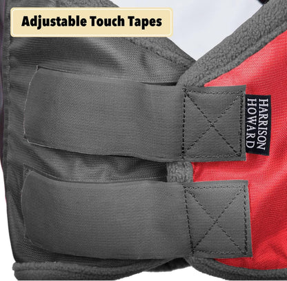 Harrison Howard Pro Luminous Horse Fly Mask Standard with Ears UV Protection for Horse Scarlet Red/Black Medium Cob