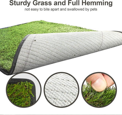 Dog Grass Pad with Tray(40×27.5 inch), Large XL Reusable 3-Layer Dog Pee Potty Grass Pads, Easy to Clean Artificial Fake Grass for Indoor Outdoor and Balcony (2 Pcs Grass Pad+Drainage Grate+Tray)