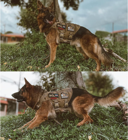 OneTigris No Pull Tactical Dog Harness for Medium Dog, Aire Mesh Dog Vest Harness, Breathable Military Molle Vests with Handles, Service Dog Vest for Walking Hiking Training (M, Brown)