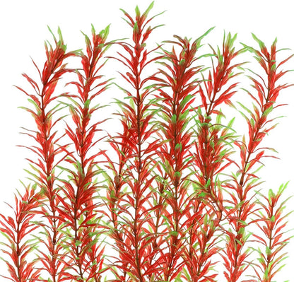 Aquarium Plastic Plants Large, Artificial Plastic Long Fish Tank Plants Decoration Ornaments Safe for All Fish 21 Inches Tall (J07 Wine&Green)