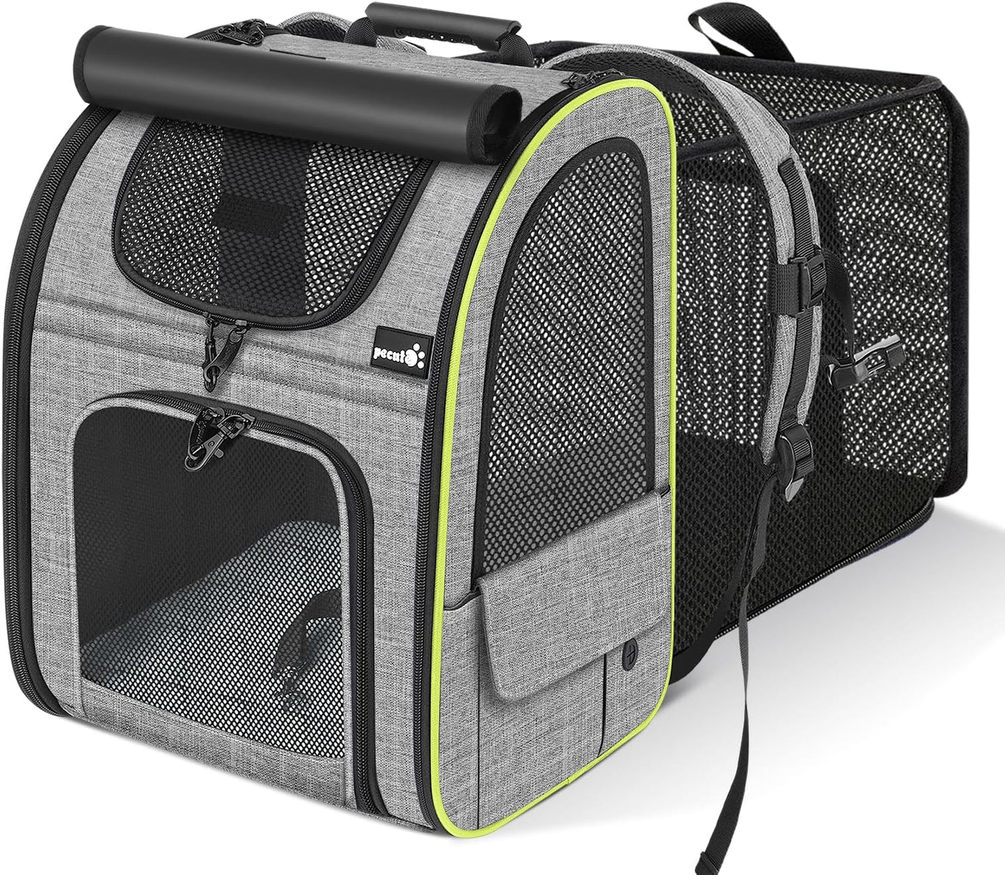Pecute Cat Carrier Backpacks, Expandable Cat Backpack with Shade Cover, Breathable Mesh, Pet Carrier Backpack for Cats Small Dogs Puppies, Dog Carrier Backpack Great for Travel Hiking Camping Outdoor - Pawvie